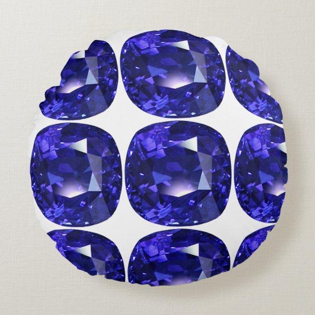 Cojín Redondo Patrón azul (Anverso)