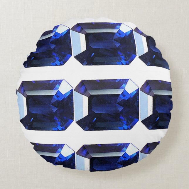 Cojín Redondo Patrón azul (Anverso)