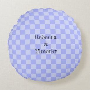 Cojín Redondo Patrón azul cielo minimalista con texto personaliz