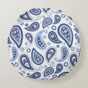 Cojín Redondo Patrón azul paisley