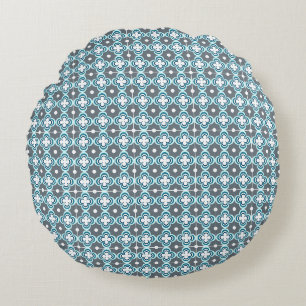 Cojín Redondo Patrón azul y gris
