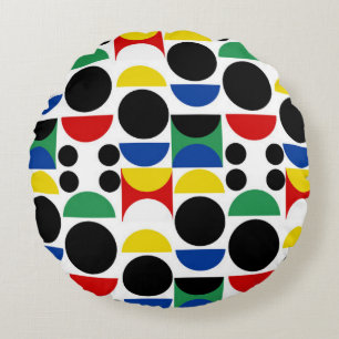 Cojín Redondo Patrón Bauhaus escandinavo de mediados del siglo