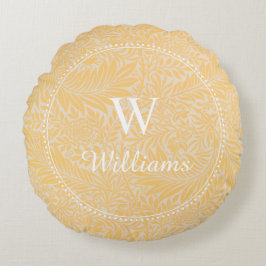 Cojín Redondo Patrón botánico de oro personalizado