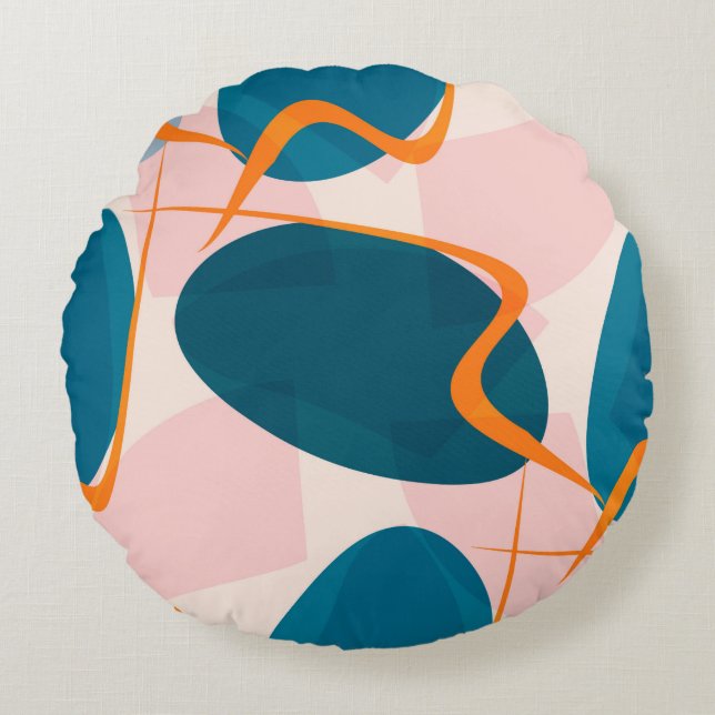 Cojín Redondo Patrón brillante sin brillo de formas abstractas y (Anverso)