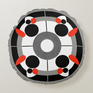 Cojín Redondo Patrón circular geométrico abstracto