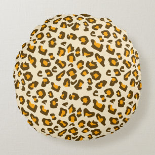 Cojín Redondo Patrón clásico de estampado de leopardo salvaje
