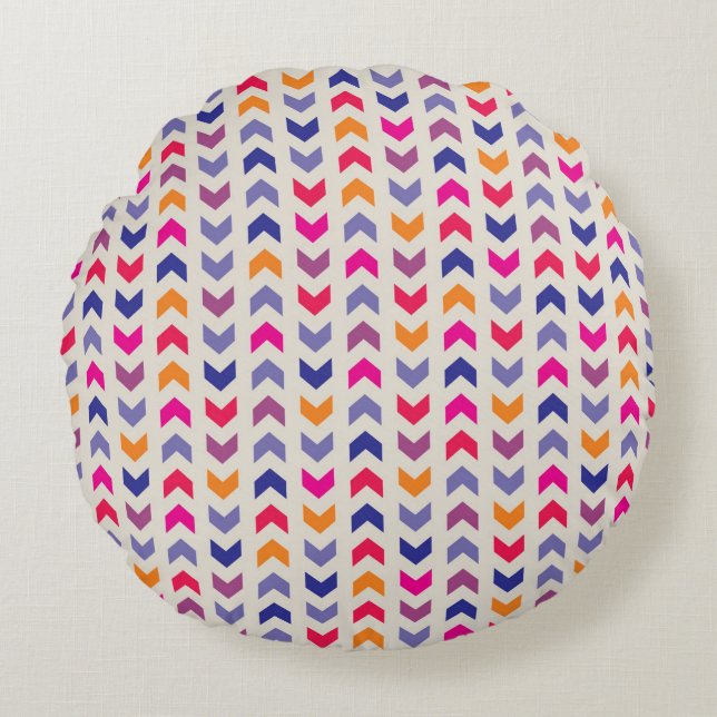 Cojín Redondo Patrón colorido de Aztec Chevron (Anverso)