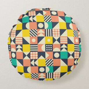 Cojín Redondo patrón colorido geométrico sin fisuras