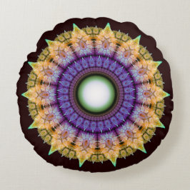 Cojín Redondo Patrón colorido radiante y fruncido