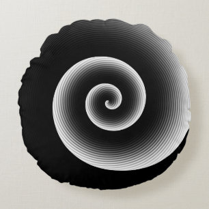 Cojín Redondo Patrón contemporáneo de estilo blanco y negro