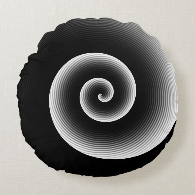 Cojín Redondo Patrón contemporáneo de estilo blanco y negro (Anverso)