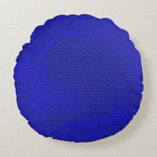 Cojín Redondo Patrón continuo de hexágono negro azul