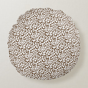 Cojín Redondo Patrón continuo de mancha de leopardo neutral