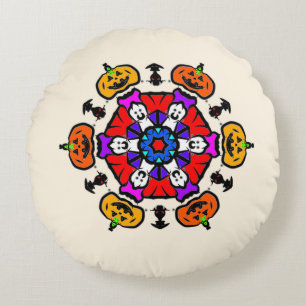 Cojín Redondo Patrón continuo de mandala floral