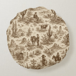 Cojín Redondo Patrón continuo de toile del desierto occidental v