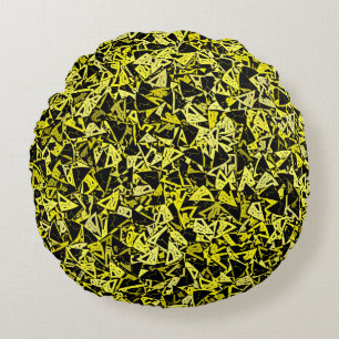 Cojín Redondo Patrón continuo de triángulo negro amarillo