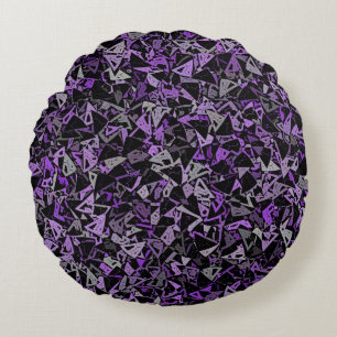 Cojín Redondo Patrón continuo de triángulo negro gris morado