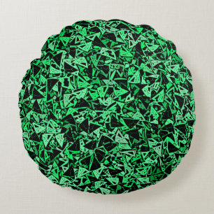 Cojín Redondo Patrón continuo de triángulo negro verde