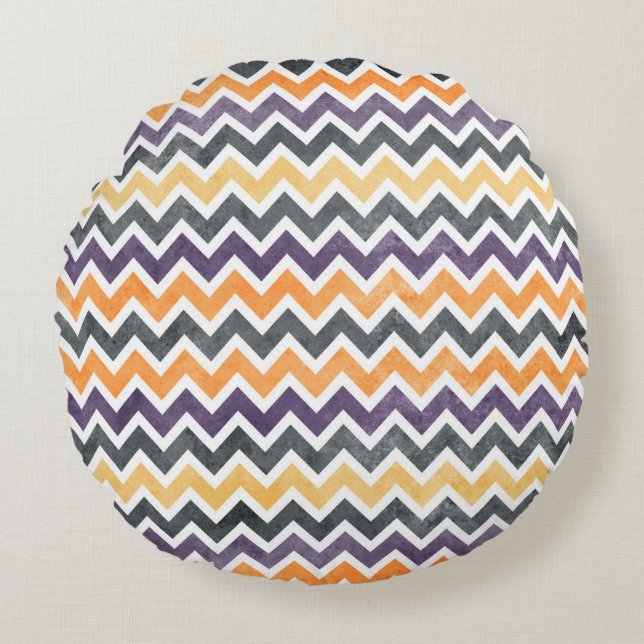 Cojín Redondo Patrón continuo de zigzag Chevron dinámico (Anverso)
