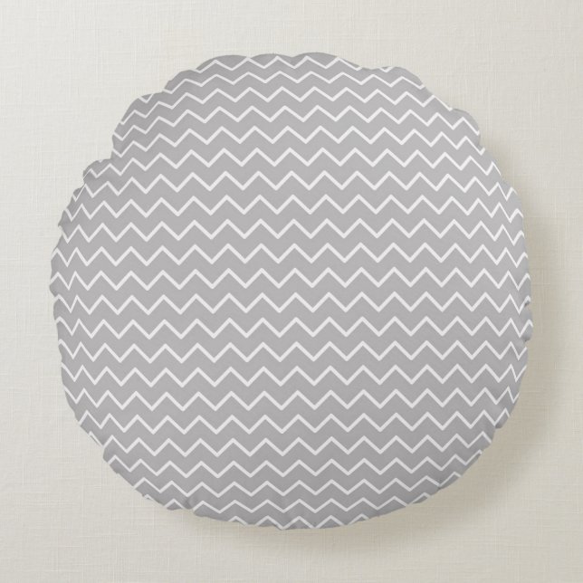 Cojín Redondo Patrón continuo de zigzag Chevron moderno (Anverso)