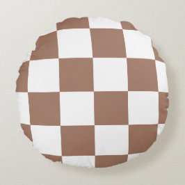 Cojín Redondo Patrón controlado en blanco y mousse de mocha