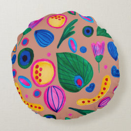 Cojín Redondo Patrón cozy boho terracota 