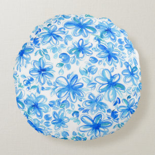 Cojín Redondo Patrón curtido de color floral de chintz