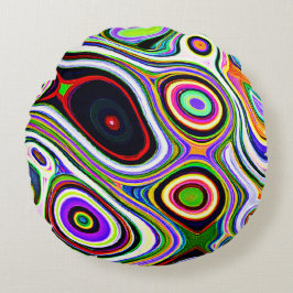 Cojín Redondo Patrón de abstracción colorido y vivo