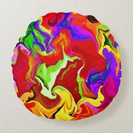 Cojín Redondo Patrón de abstracciones coloridas y vívidas