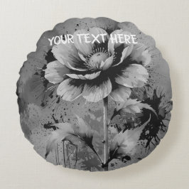 Cojín Redondo Patrón de acuarela de flores azules