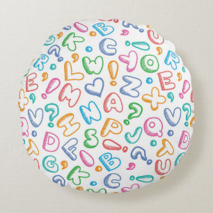 Cojín Redondo patrón de alfabeto