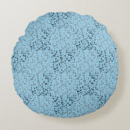 Cojín Redondo Patrón de alfabetos 01 BW.w Lblue BG