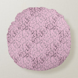 Cojín Redondo Patrón de alfabetos 01 BW.w LPink BG