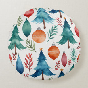 Cojín Redondo Patrón de árbol de Navidad