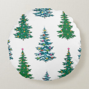 Cojín Redondo patrón de árbol de Navidad