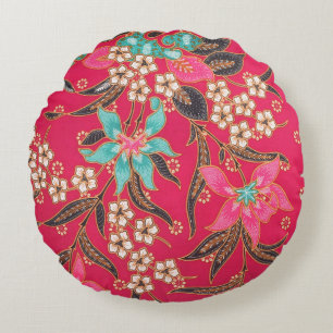 Cojín Redondo Patrón de arte batik indonesio malasio