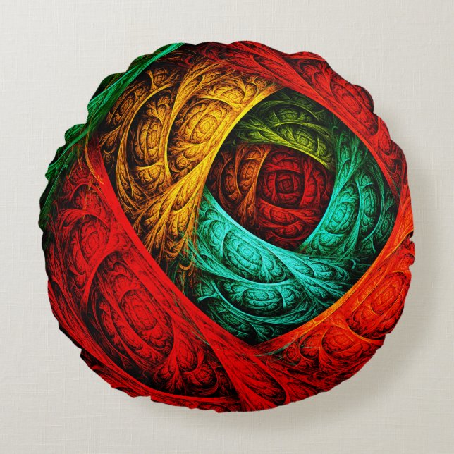 Cojín Redondo Patrón de arte colorido artístico moderno abstract (Anverso)