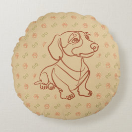 Cojín Redondo Patrón de Arte Decorativo de Dachshund