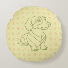 Cojín Redondo Patrón de Arte Decorativo de Dachshund