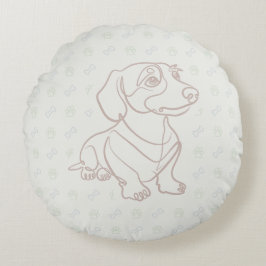 Cojín Redondo Patrón de Arte Decorativo de Dachshund