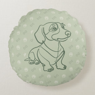 Cojín Redondo Patrón de Arte Decorativo de Dachshund