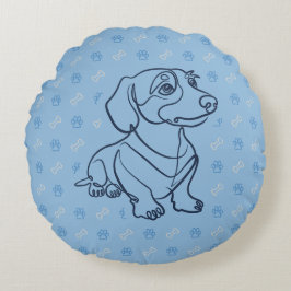 Cojín Redondo Patrón de Arte Decorativo de Dachshund