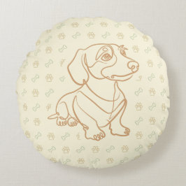 Cojín Redondo Patrón de Arte Decorativo de Dachshund