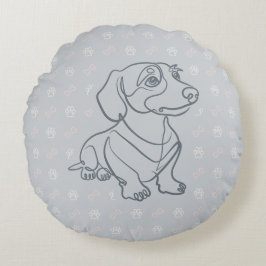 Cojín Redondo Patrón de Arte Decorativo de Dachshund
