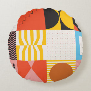 Cojín Redondo Patrón de arte neo-modernista hecho con abstracto 