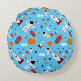 Cojín Redondo Patrón de astronauta y espacio exterior infantil