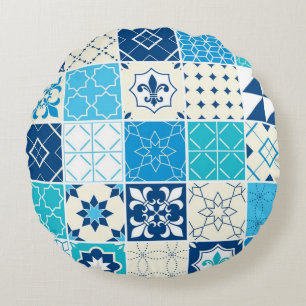 Cojín Redondo Patrón de azulejos de cerámica