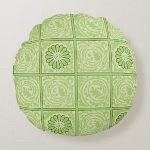 Cojín Redondo Patrón de Baldosa Verde de William Morris Diaper