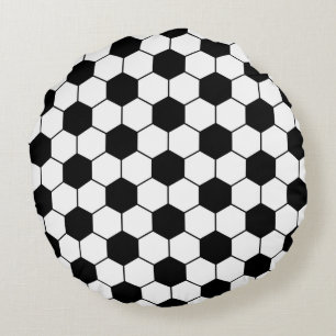 Cojín Redondo Patrón de balón de fútbol adaptado Negro Blanco