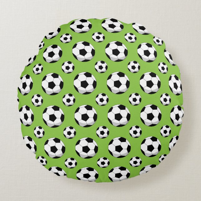Cojín Redondo Patrón de bolas de fútbol personalizado (Anverso)